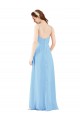 Low Back Periwinkle Soft Chiffon V-Neck Long Sleeveless Bridesmaid Dress Southampton