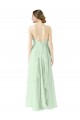 Sage Soft Chiffon Halter Neck Long Sleeveless Bridesmaid Dress Southampton