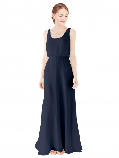 Open Back Soft Chiffon Scoop Neck Long Sleeveless Bridesmaid Dress Southampton