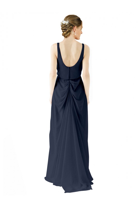 Open Back Soft Chiffon Scoop Neck Long Sleeveless Bridesmaid Dress Southampton