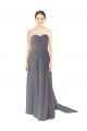 Open Back Slate Grey Chiffon Sweetheart Long Sleeveless Bridesmaid Dress / Evening Dress Southampton