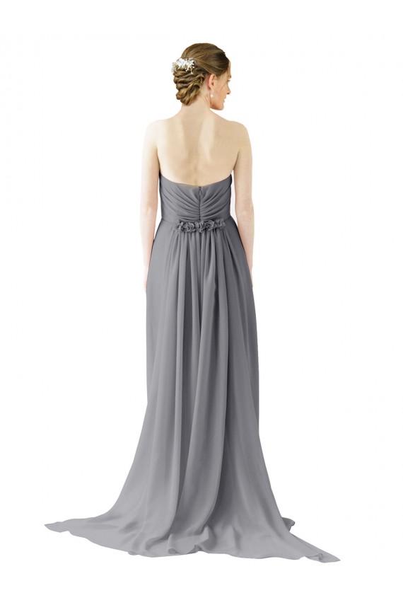 Open Back Slate Grey Chiffon Sweetheart Long Sleeveless Bridesmaid Dress / Evening Dress Southampton