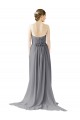 Open Back Slate Grey Chiffon Sweetheart Long Sleeveless Bridesmaid Dress / Evening Dress Southampton