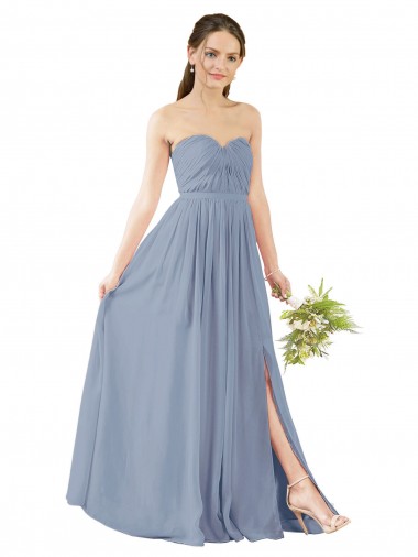 Open Back Soft Chiffon Sweetheart Long Sleeveless Evening Gowns / Bridesmaid Dress Southampton