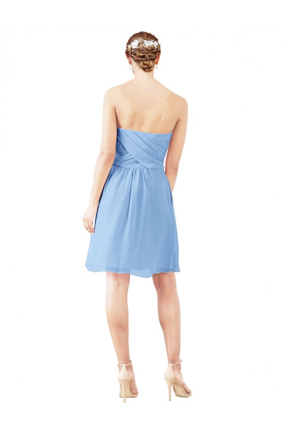 Open Back Periwinkle Soft Chiffon Sweetheart Knee Length Sleeveless Bridesmaid Dress Southampton