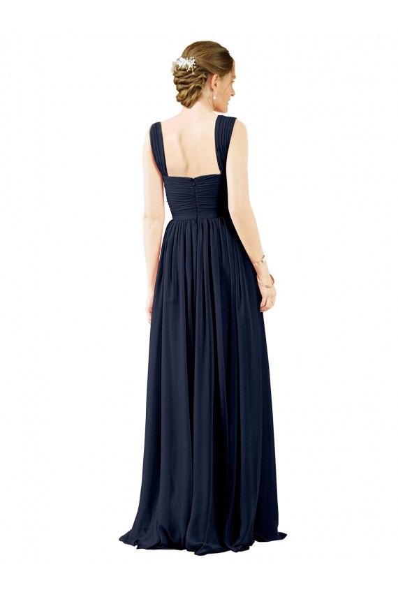 Open Back Soft Chiffon Square Neck Long Sleeveless Bridesmaid Dress Southampton