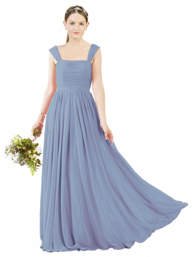 Open Back Soft Chiffon Square Neck Long Sleeveless Bridesmaid Dress Southampton