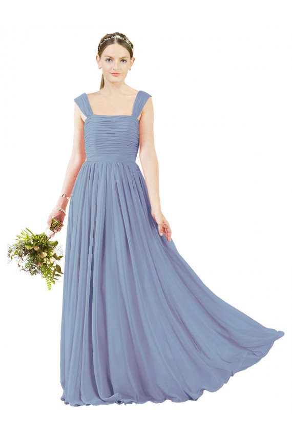 Open Back Soft Chiffon Square Neck Long Sleeveless Bridesmaid Dress Southampton