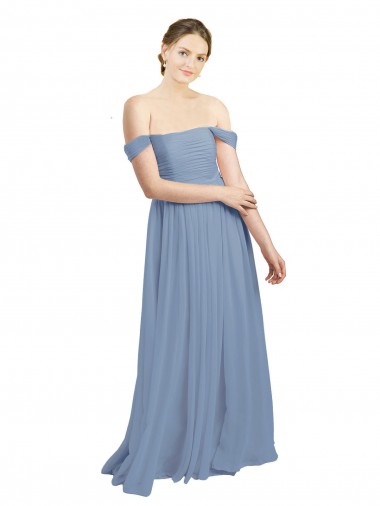 Open Back Soft Chiffon Off the Shoulder Long Sleeveless Formal Dress / Bridesmaid Dress Southampton