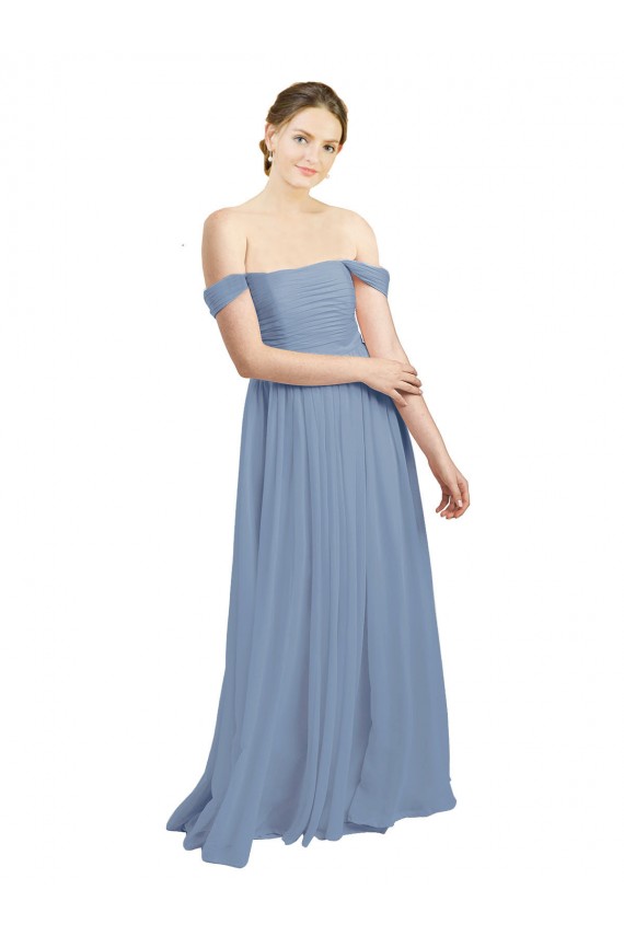 Open Back Soft Chiffon Off the Shoulder Long Sleeveless Formal Dress / Bridesmaid Dress Southampton