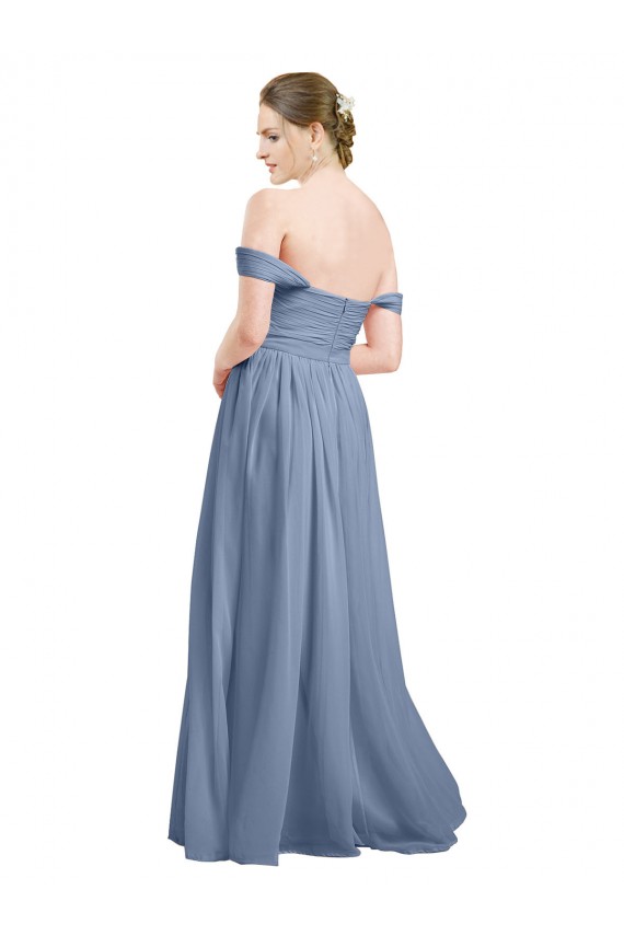 Open Back Soft Chiffon Off the Shoulder Long Sleeveless Formal Dress / Bridesmaid Dress Southampton