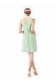 Sage Soft Chiffon V-Neck Knee Length Sleeveless Bridesmaid Dress Southampton
