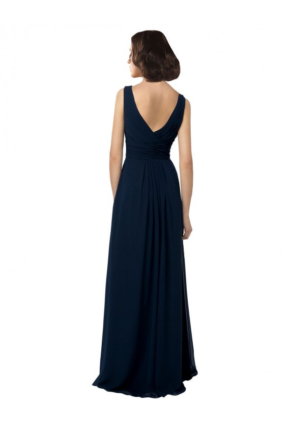 V-Back Chiffon V-Neck Long Sleeveless Bridal Party Dress Southampton