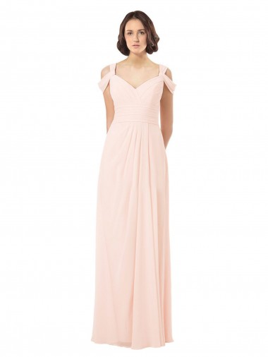 Keyhole Back Chiffon Off the Shoulder Long Sleeveless Bridesmaid Dress / Evening Dress Southampton