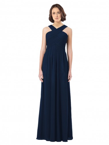 V-Back Chiffon Off the Shoulder Long Floor Length Sleeveless Bridesmaid Dress Southampton