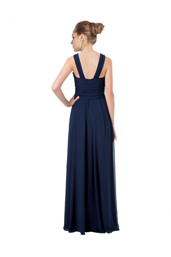 V-Back Chiffon Off the Shoulder Long Floor Length Sleeveless Bridesmaid Dress Southampton