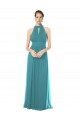 Keyhole Back Hunter Soft Chiffon Halter Neck Long Sleeveless Bridesmaid Dress Southampton