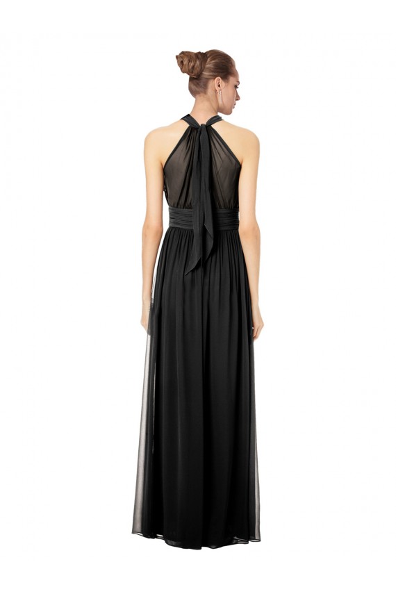 Keyhole Back Hunter Soft Chiffon Halter Neck Long Sleeveless Bridesmaid Dress Southampton