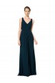 Midnight Green Soft Chiffon V-Neck Long Sleeveless Bridesmaid Dress Southampton