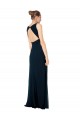 Midnight Green Soft Chiffon V-Neck Long Sleeveless Bridesmaid Dress Southampton