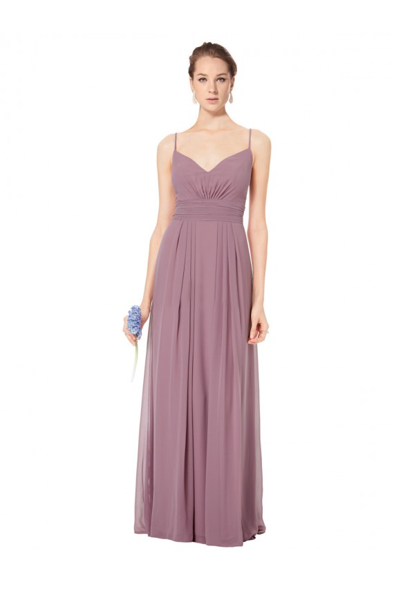 Open Back Soft Chiffon Spaghetti Straps Long Sleeveless Bridesmaid Gowns Southampton