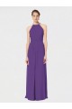 Open Back Plum Purple Soft Chiffon Spaghetti Straps Long Sleeveless Bridesmaid Dress Southampton