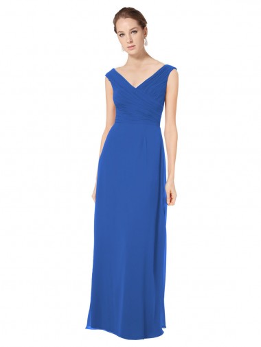 V-Back Soft Chiffon Off the Shoulder Long Sleeveless Bridesmaid Dresses Southampton