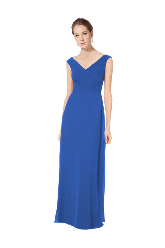 V-Back Soft Chiffon Off the Shoulder Long Sleeveless Bridesmaid Dresses Southampton