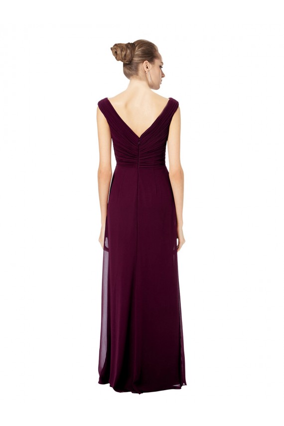 V-Back Soft Chiffon Off the Shoulder Long Sleeveless Bridesmaid Dresses Southampton