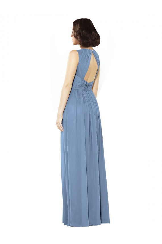 Keyhole Back Soft Chiffon Bateau Neck Long Sleeveless Bridesmaid Dress Southampton