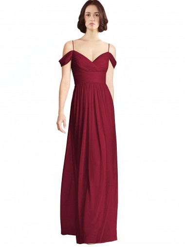 Soft Chiffon Off the Shoulder Long Sleeveless Bridesmaid Dresses Southampton