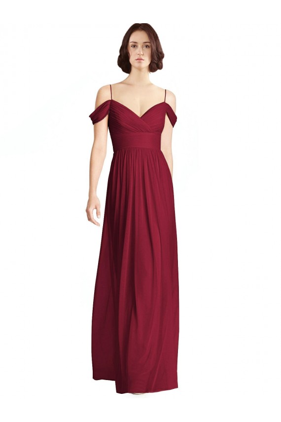 Soft Chiffon Off the Shoulder Long Sleeveless Bridesmaid Dresses Southampton