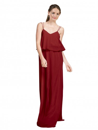 Open Back Chiffon Spaghetti Straps Long Sleeveless Bridesmaid Dress Southampton