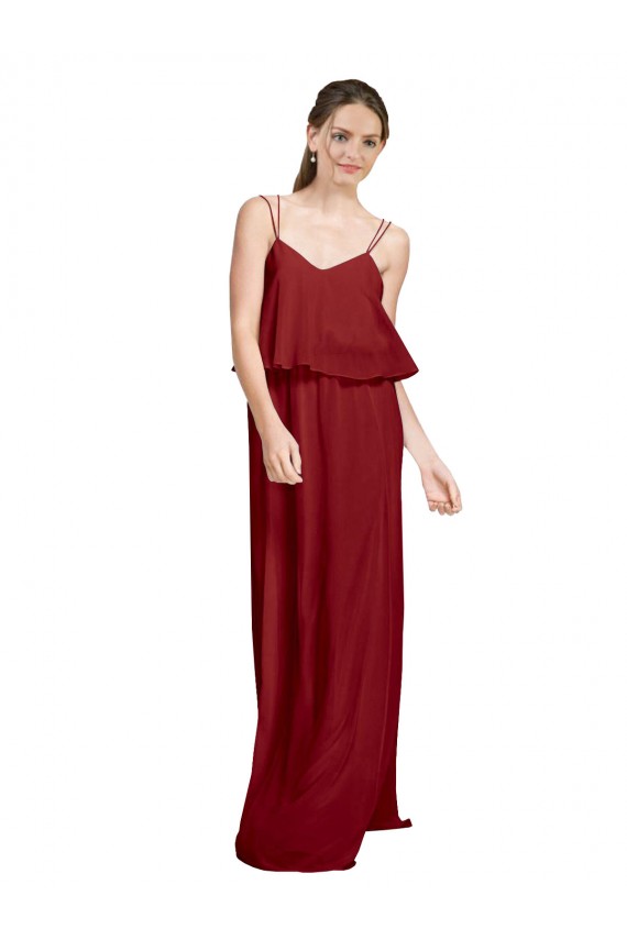 Open Back Chiffon Spaghetti Straps Long Sleeveless Bridesmaid Dress Southampton