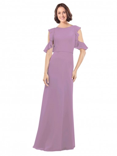Open Back Soft Chiffon High Neck Long Cold Shoulder Bridesmaid Dresses Southampton