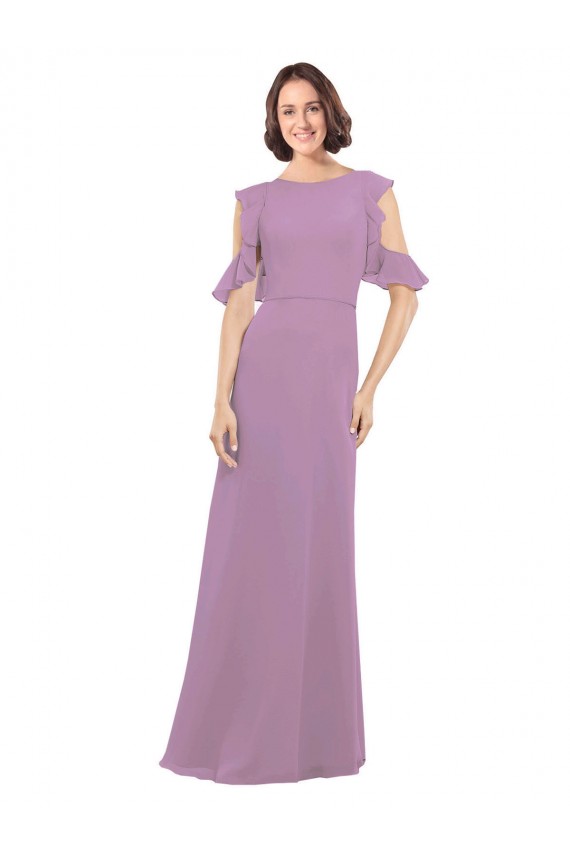 Open Back Soft Chiffon High Neck Long Cold Shoulder Bridesmaid Dresses Southampton