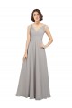 V-Back Oyster Silver Soft Chiffon V-Neck Long Sleeveless Bridesmaid Dress Southampton