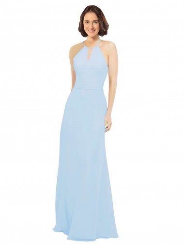 Soft Chiffon Halter Neck Long Sleeveless Wedding Party Dress Southampton