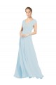 Sea Glass Soft Chiffon V-Neck Long Sleeveless Bridesmaid Dress Southampton