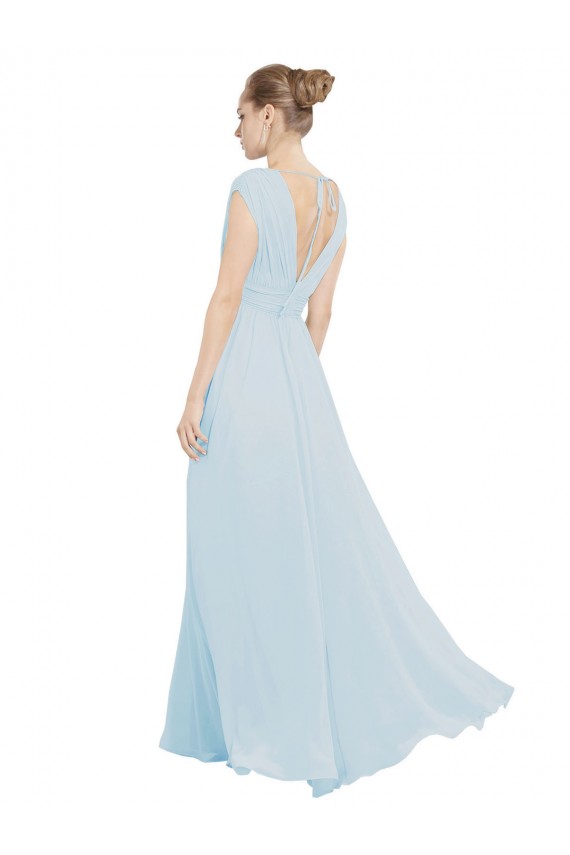 Sea Glass Soft Chiffon V-Neck Long Sleeveless Bridesmaid Dress Southampton