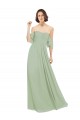 Smoke Green Soft Chiffon Off the Shoulder Long Cold Shoulder Bridesmaid Dress Southampton