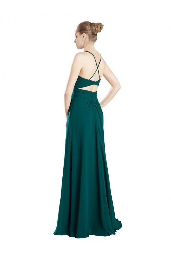 Keyhole Back Chiffon V-Neck Long Sleeveless Bridesmaid Dress / Evening Dress Southampton