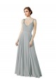 Silver Chiffon V-Neck Long Sleeveless Bridesmaid Dress / Evening Dress Southampton