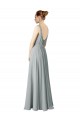 Silver Chiffon V-Neck Long Sleeveless Bridesmaid Dress / Evening Dress Southampton