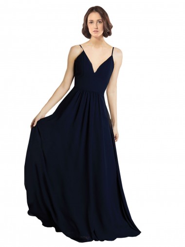 Chiffon V-Neck Long Sleeveless Bridesmaid Dress & Gowns Southampton