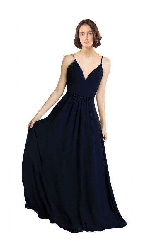Chiffon V-Neck Long Sleeveless Bridesmaid Dress & Gowns Southampton