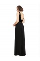 V-Back Soft Chiffon & Velvet V-Neck Long Sleeveless Prom Dress / Bridesmaid Dress Southampton
