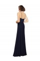 Dark Navy Soft Chiffon Scoop Neck Long Sleeveless Bridal Party Dress Southampton