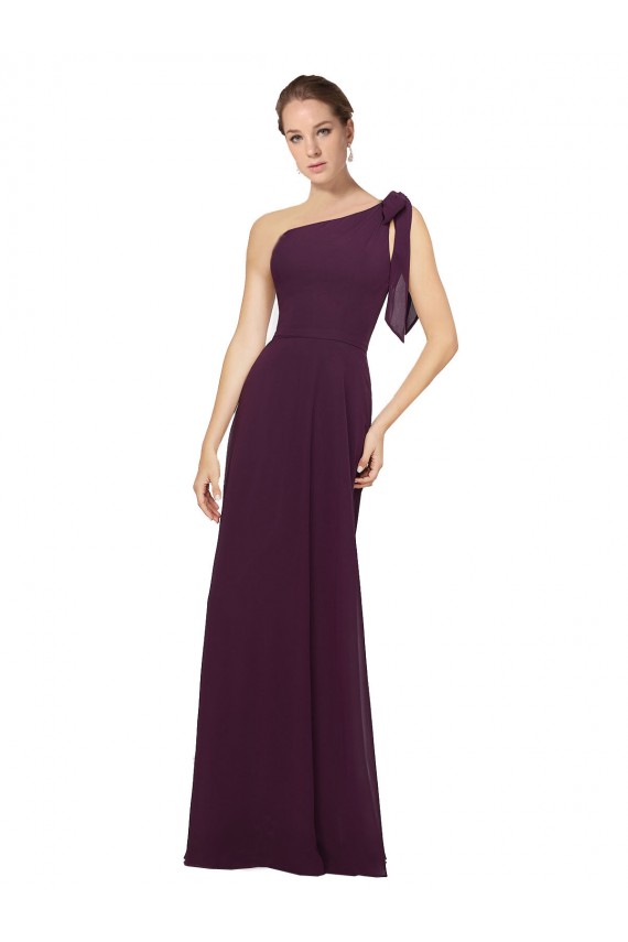 Soft Chiffon One Shoulder Long Sleeveless Bridesmaid Dresses Southampton
