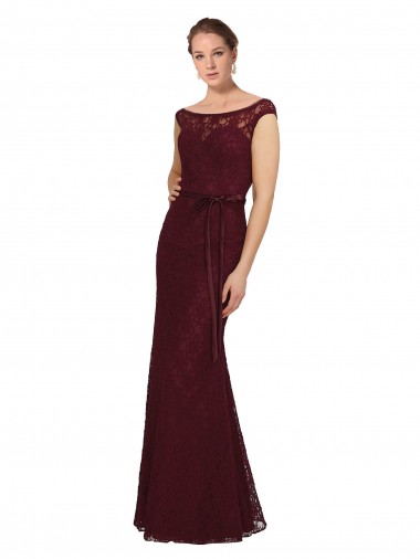 Soft Chiffon Bateau Neck Long Cap Sleeves Bridesmaid Dress Southampton